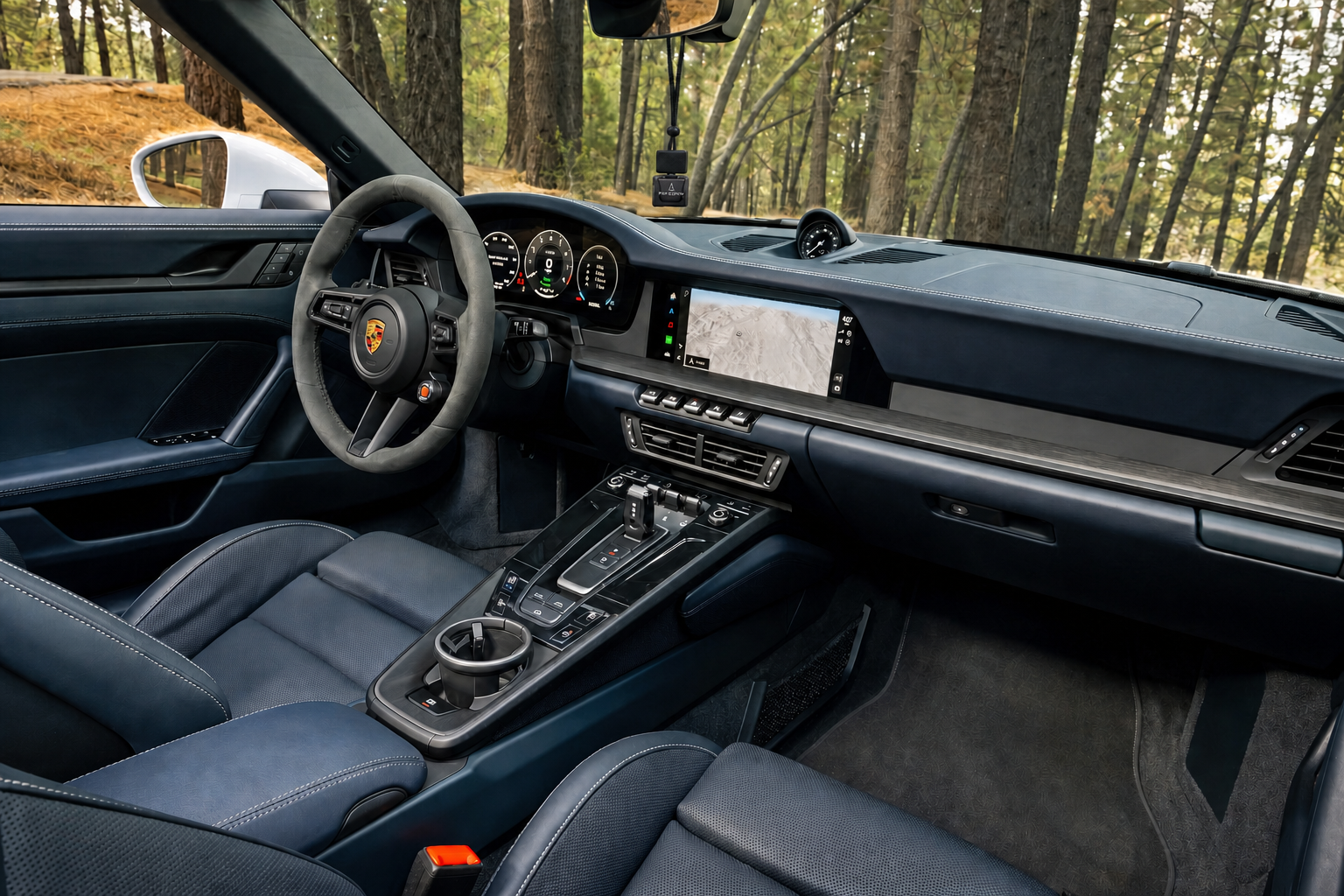 Pur Scents bottle hanging inside a Porsche 911 interior